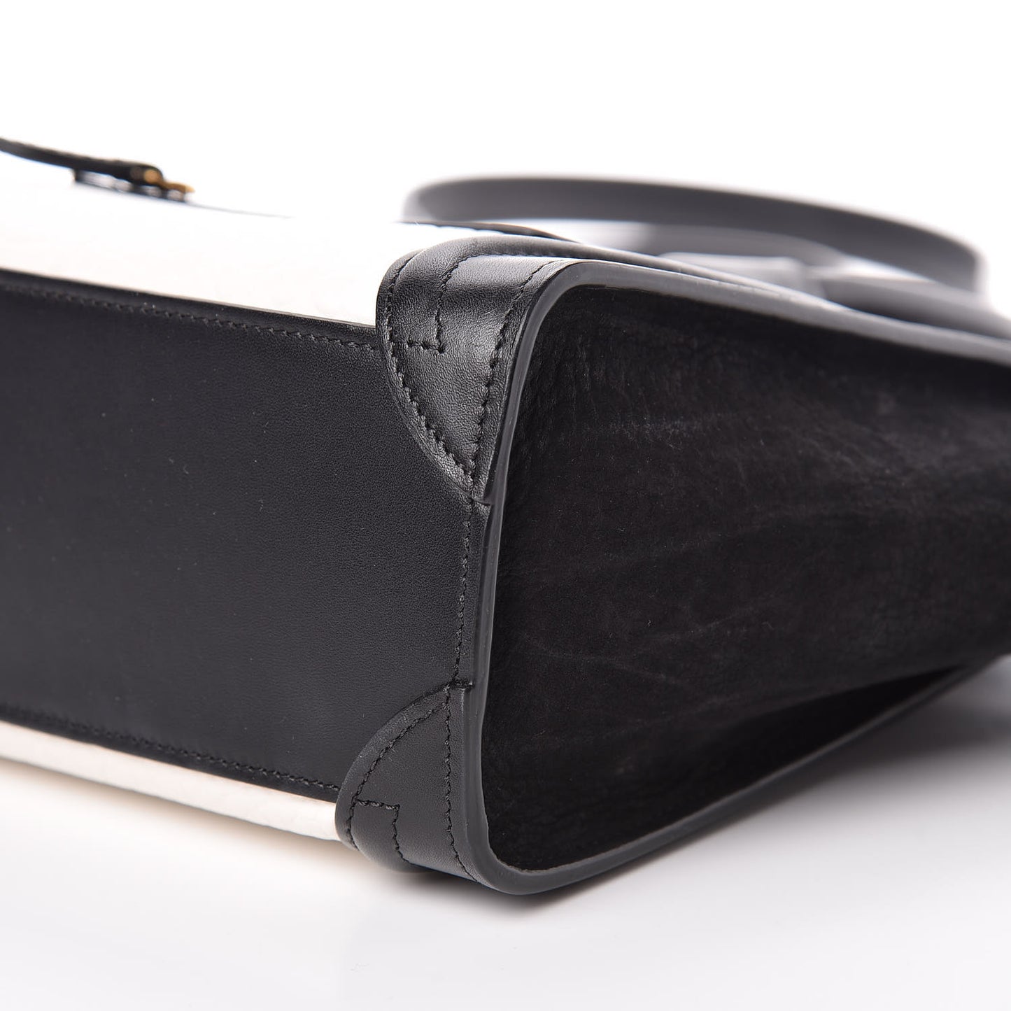 Bullhide Calfskin Nubuck Bi-Color Nano Luggage Black White