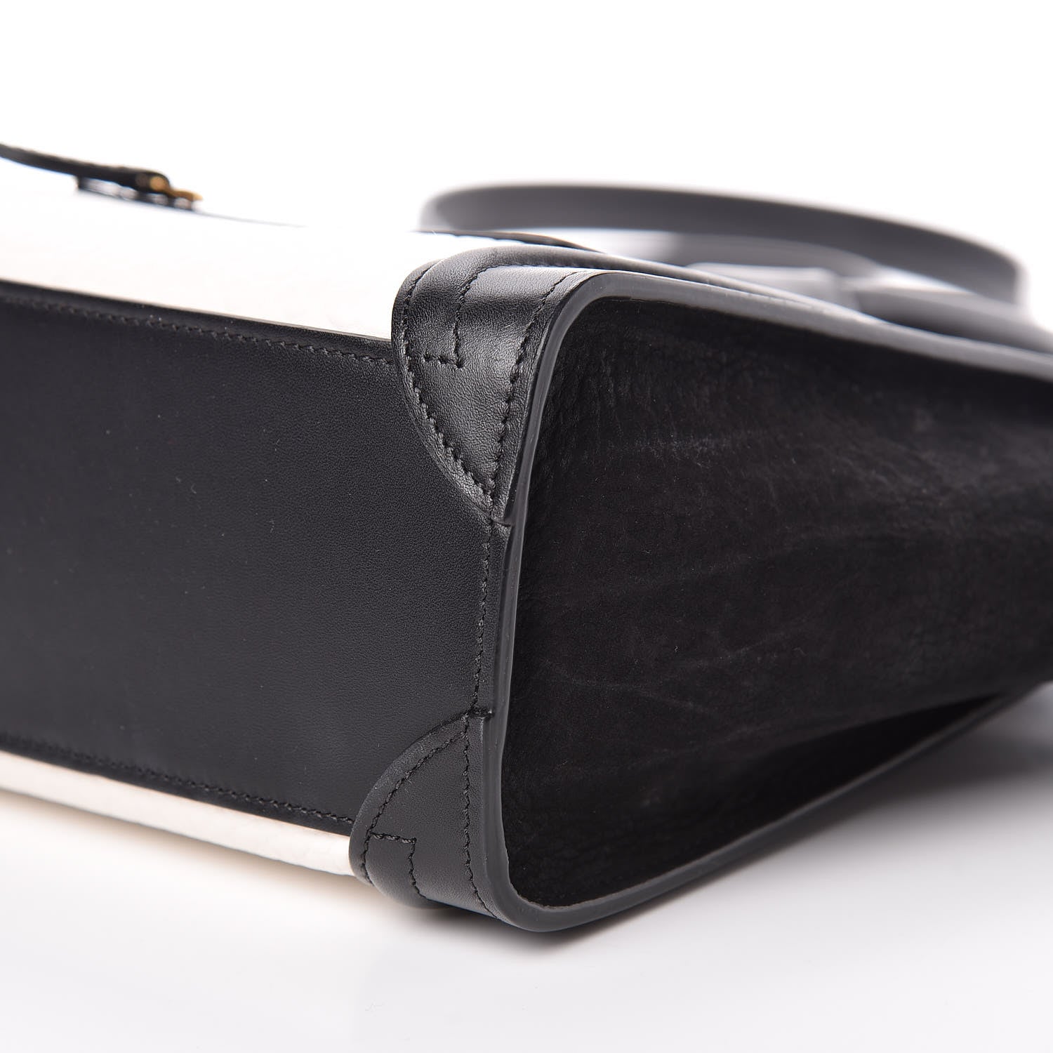 Celine Bullhide Calfskin Nubuck Bi-Color Nano Luggage Black White 6 of 9