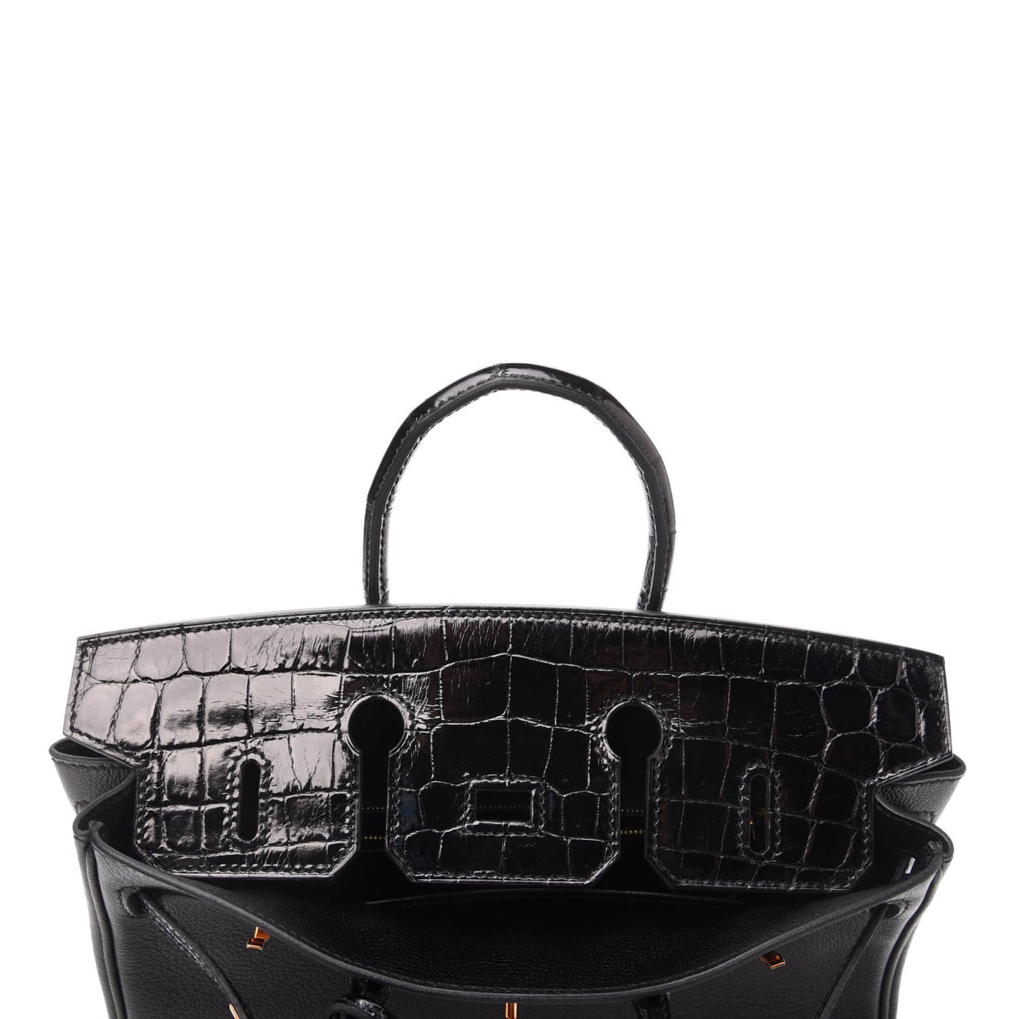 Taurillon Novillo Shiny Niloticus Crocodile Birkin Touch 25 Black