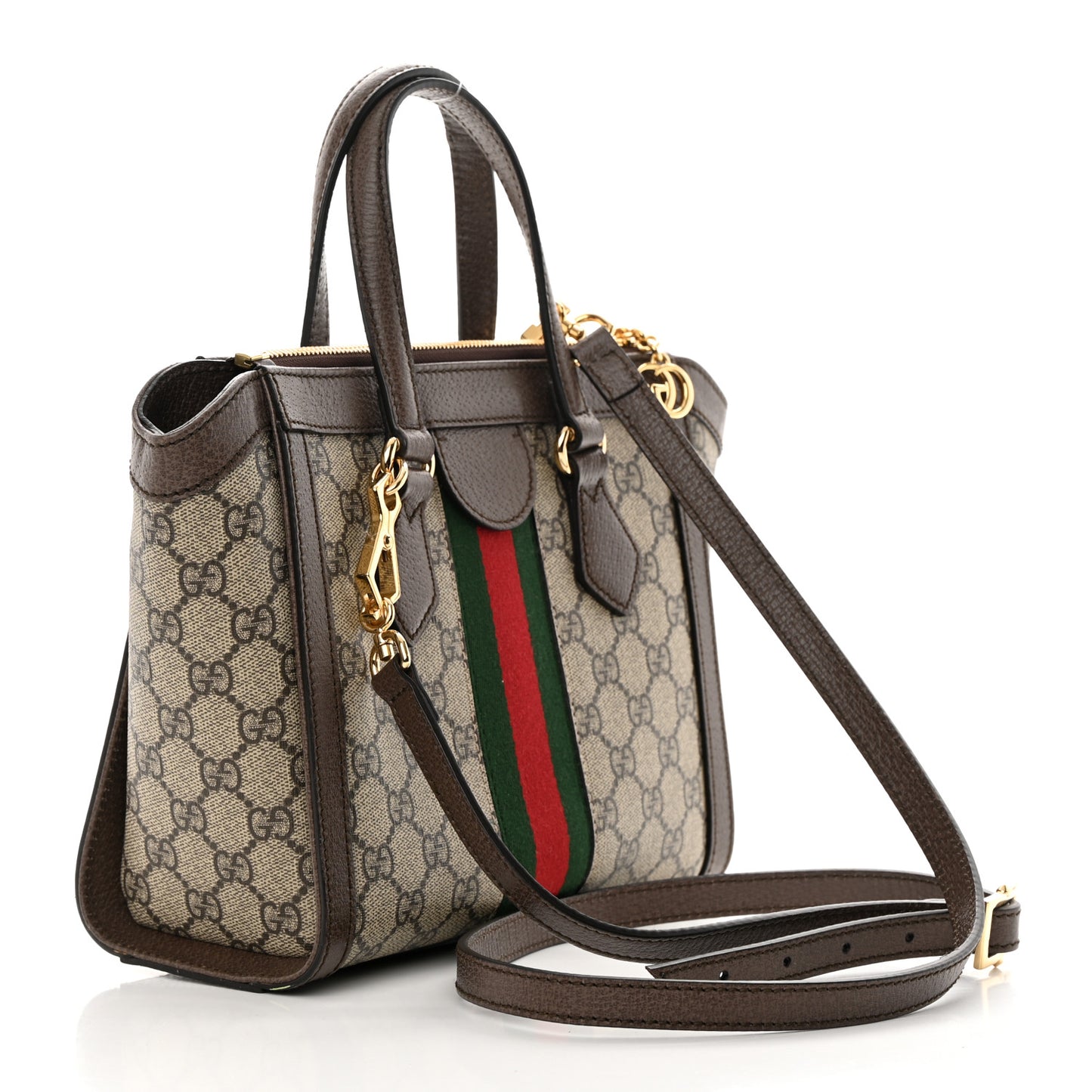GG Supreme Monogram Small Ophidia Tote Bag Brown