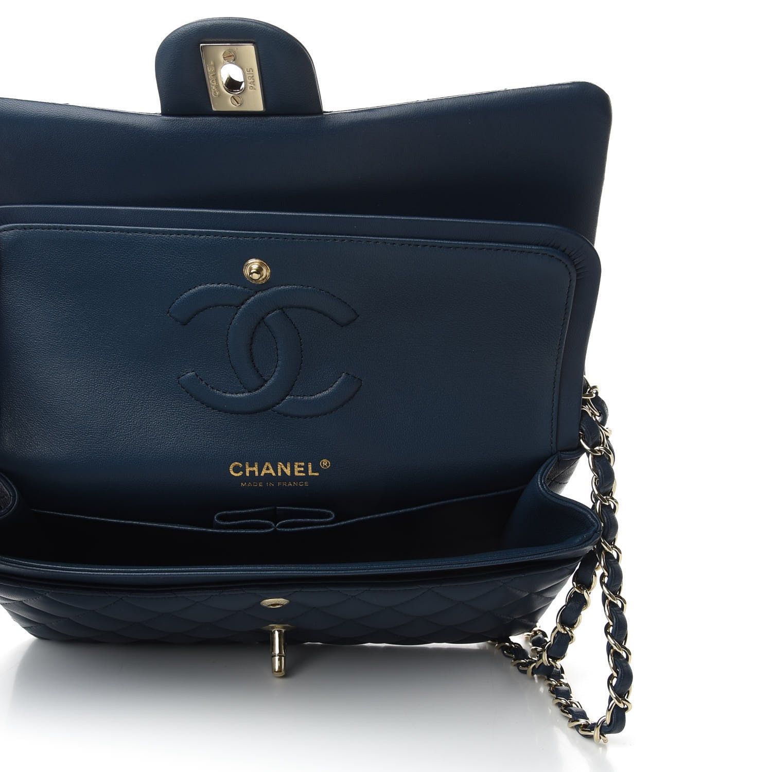 Chanel Lambskin Quilted Medium Double Flap Blue 7 of 9