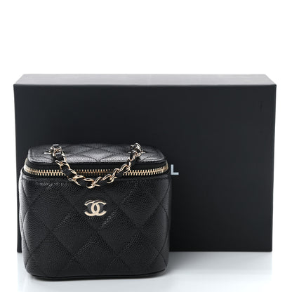 Chanel Caviar Quilted Mini Vanity Case With Chain Black 10 of 10
