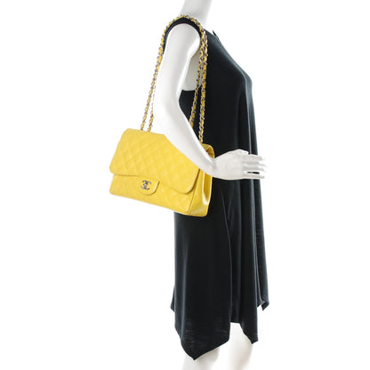 Chanel Caviar Quilted Jumbo Single Flap Yellow 2 of 8
