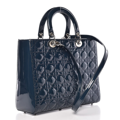 Christian Dior Patent Cannage Large Lady Dior Blue 3 of 9