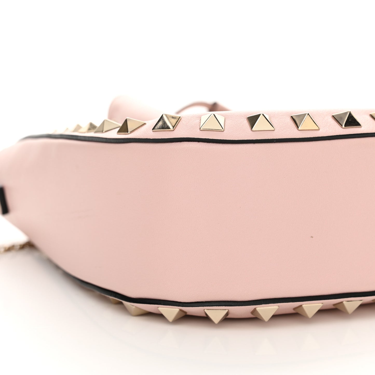 Vitello Mini Rockstud Chain Strap Bucket Bag Water Rose