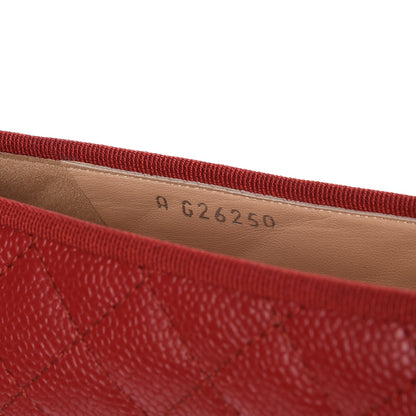 Chanel Caviar Quilted CC Cap Toe Ballerina Flats 39 Red 7 of 9