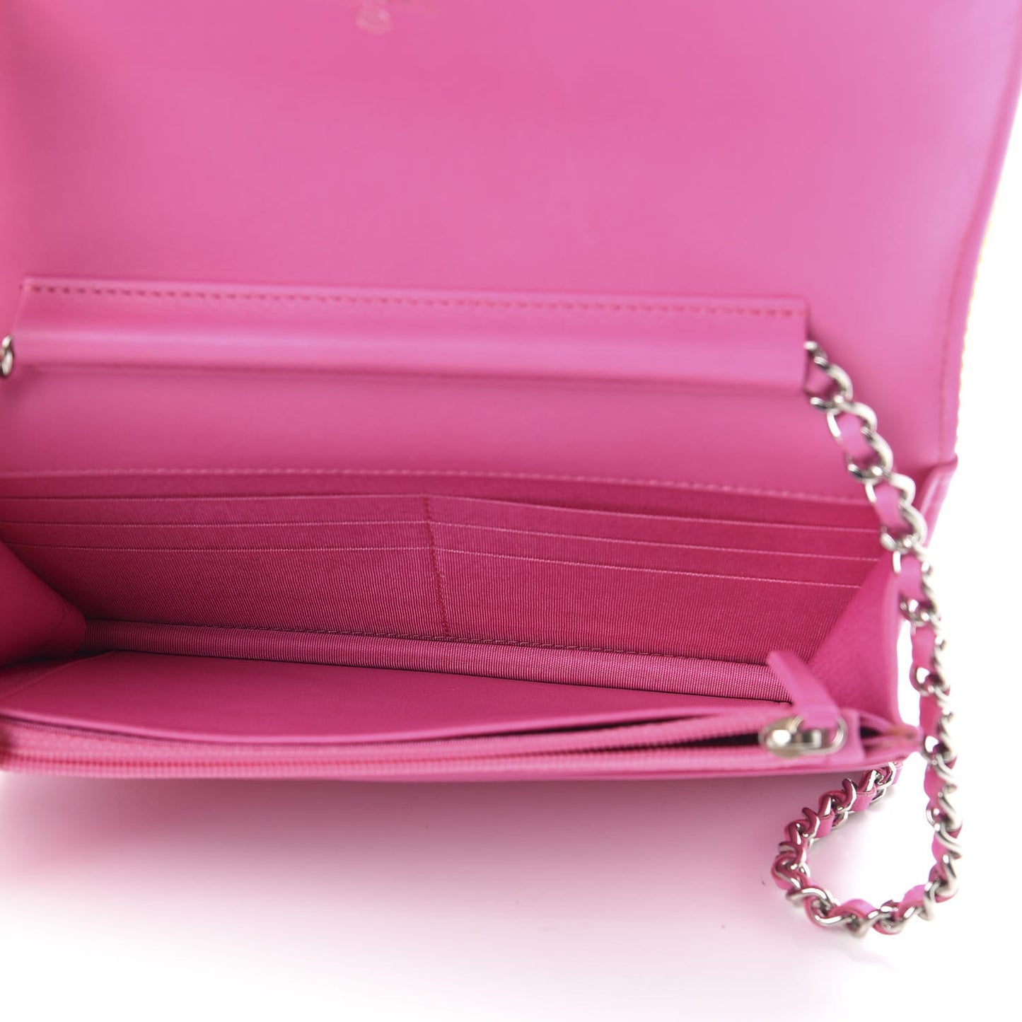 Canvas Quilted Fluo Boy Wallet On Chain WOC Dark Grey Fuchsia Green