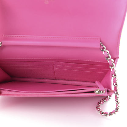 Chanel Canvas Quilted Fluo Boy Wallet On Chain WOC Dark Grey Fuchsia Green 4 of 10