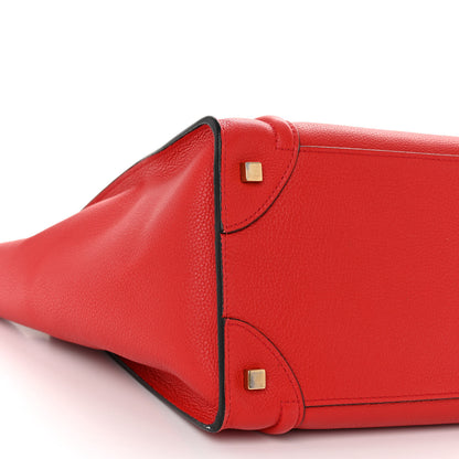 Celine Drummed Calfskin Mini Luggage Coquelicot 8 of 10