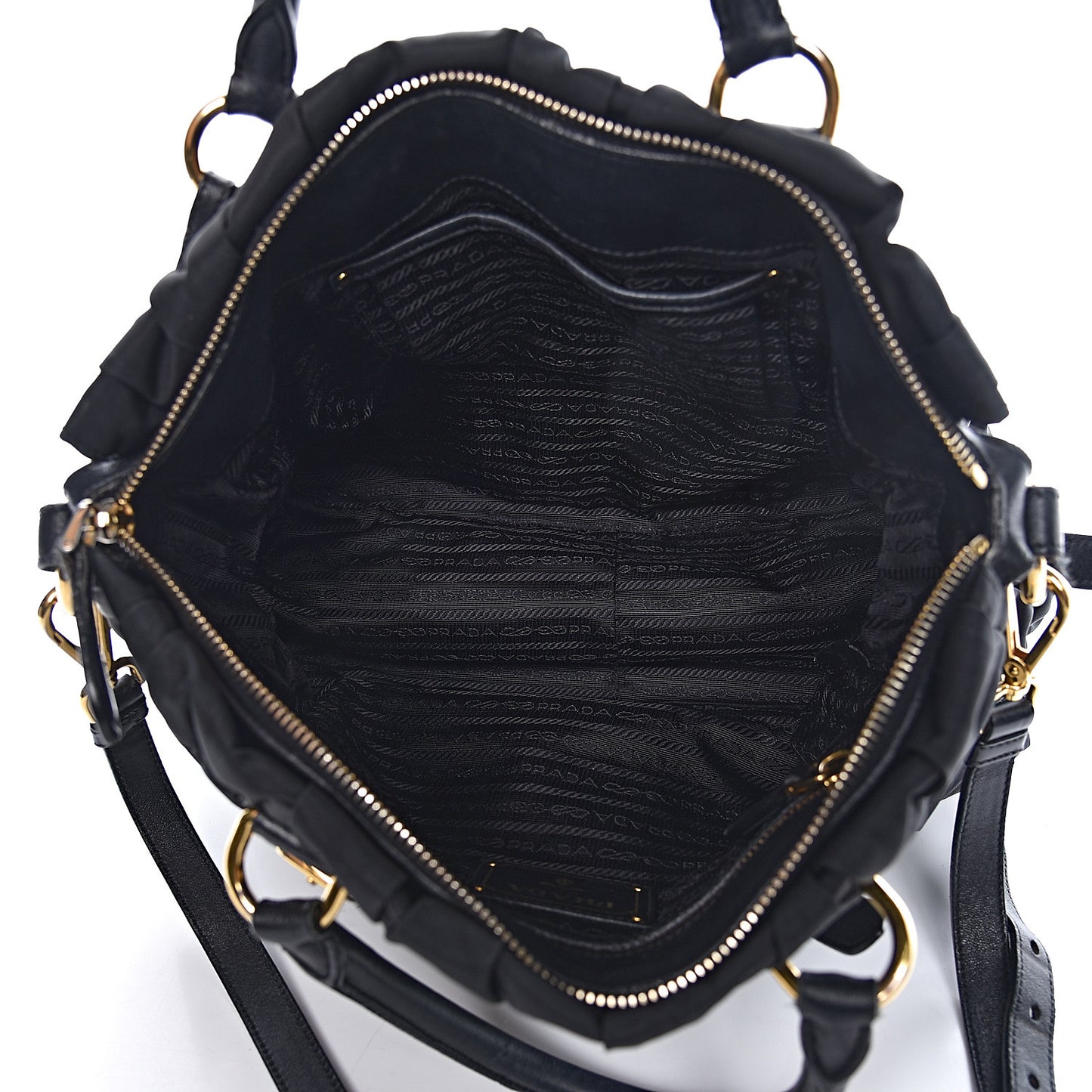 Tessuto Nylon Gaufre Satchel Black