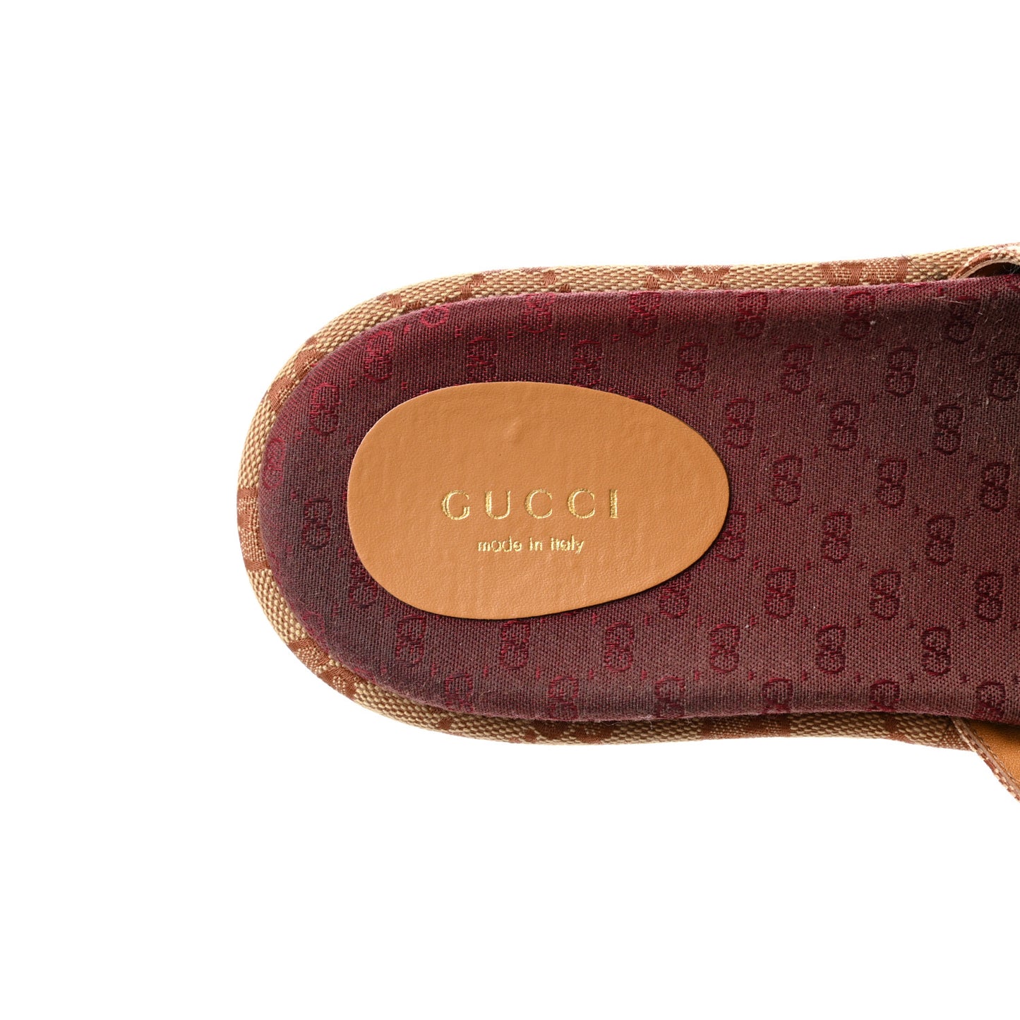 Canvas GG Monogram Angelina Platform Slide Sandals 39.5 Beige Ruggine