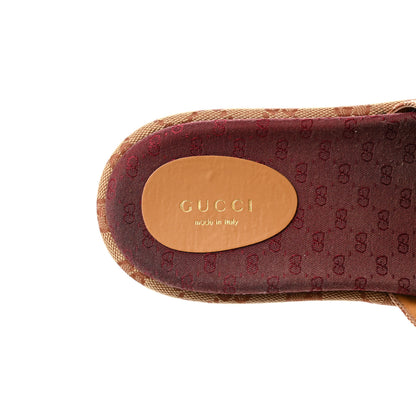 Gucci Canvas GG Monogram Angelina Platform Slide Sandals 39.5 Beige Ruggine 7 of 9