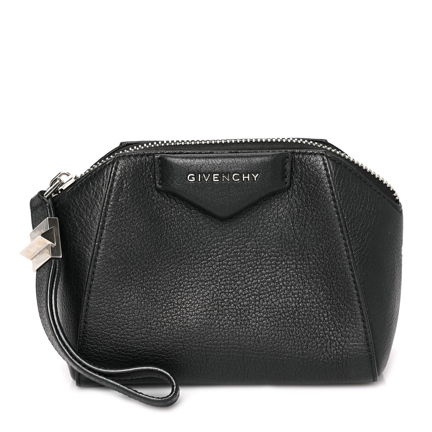 Sugar Goatskin Small Antigona Beauty Wristlet Black