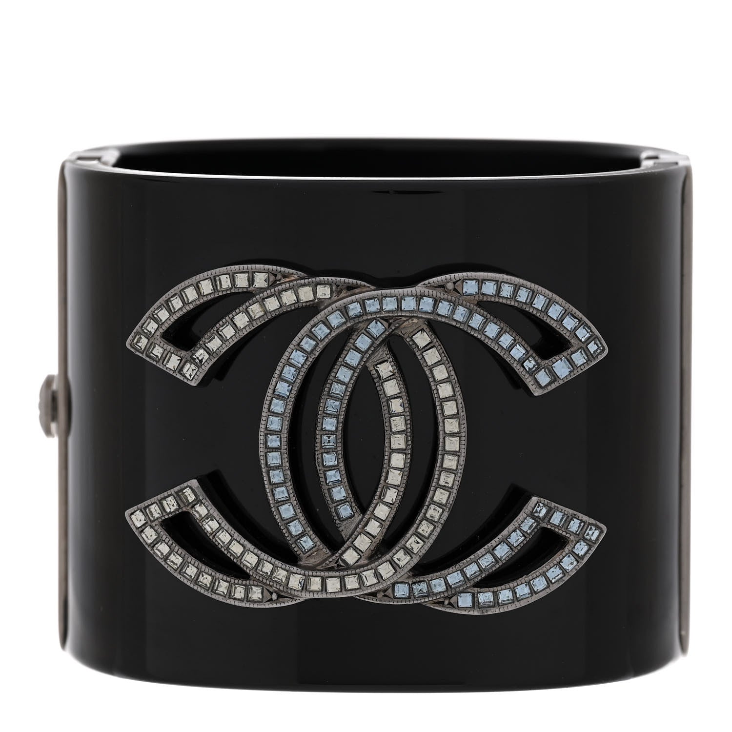 Chanel Resin Crystal CC Cuff Black 1 of 4