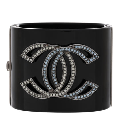Chanel Resin Crystal CC Cuff Black 1 of 4