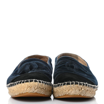 Chanel Velvet CC Espadrilles 39 Dark Navy Black 2 of 17