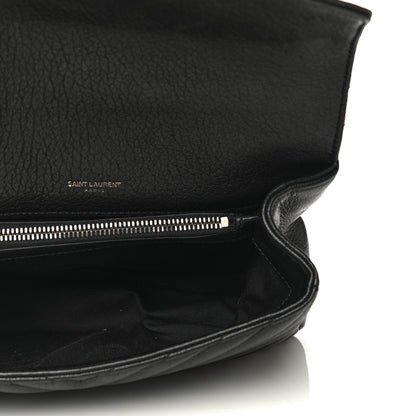 Saint Laurent Sheepskin Matelasse Chevron Monogram Medium College Bag Black 5 of 13