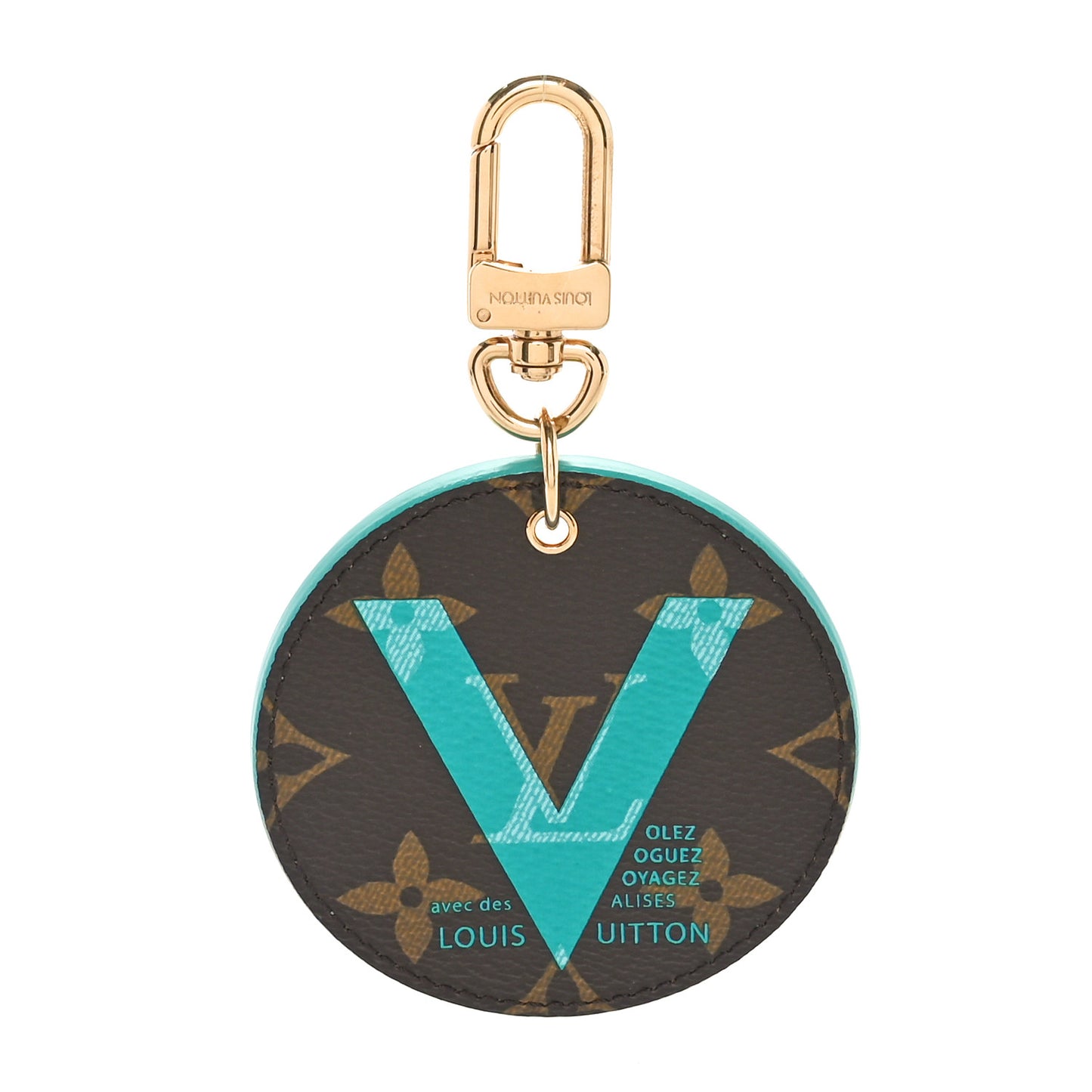 Monogram Illustre V Bag Charm Key Ring Turquoise