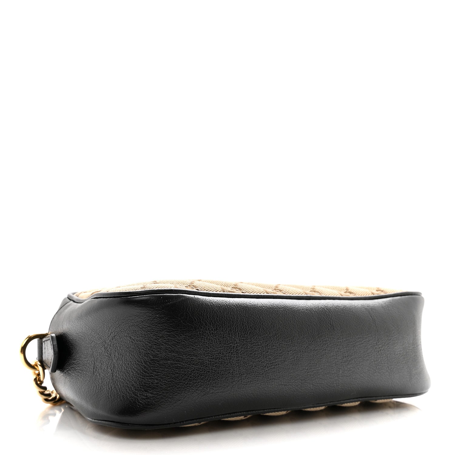 Gucci Monogram Matelasse Diagonal Small GG Marmont Chain Shoulder Bag Beige Black 4 of 11