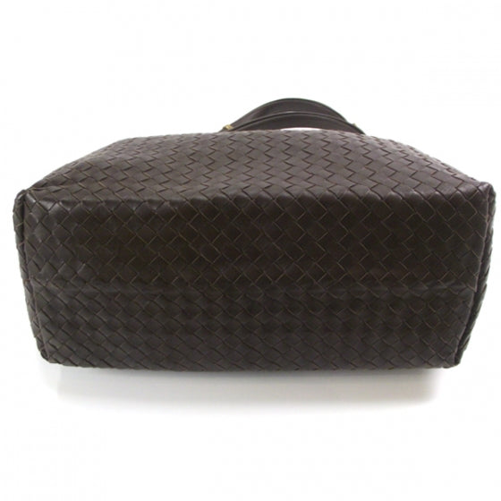 Leather Woven Chain Shoulder Bag Ebano