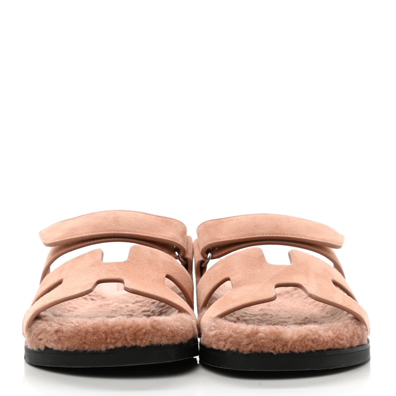 Hermes Suede Goatskin Woolskin Womens Chypre Sandals 39 Rose Aube 2 of 8