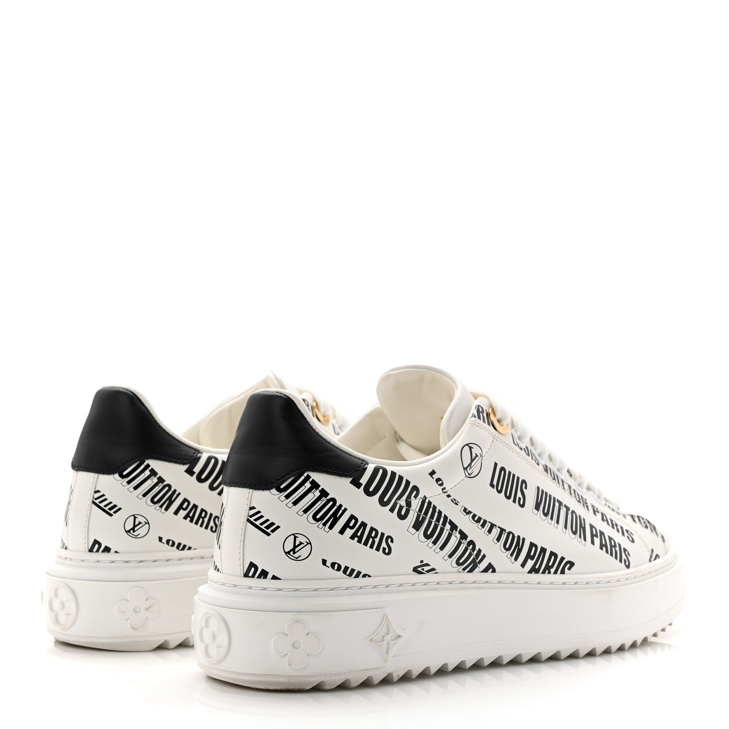 Calfskin Printed Time Out Trainer Sneakers 37 White