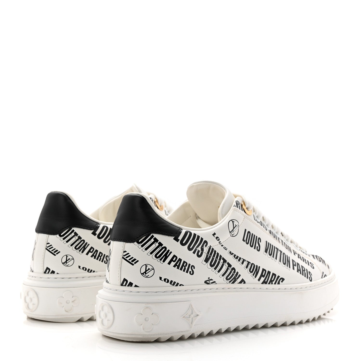 Louis Vuitton Calfskin Printed Time Out Trainer Sneakers 37 White 4 of 10