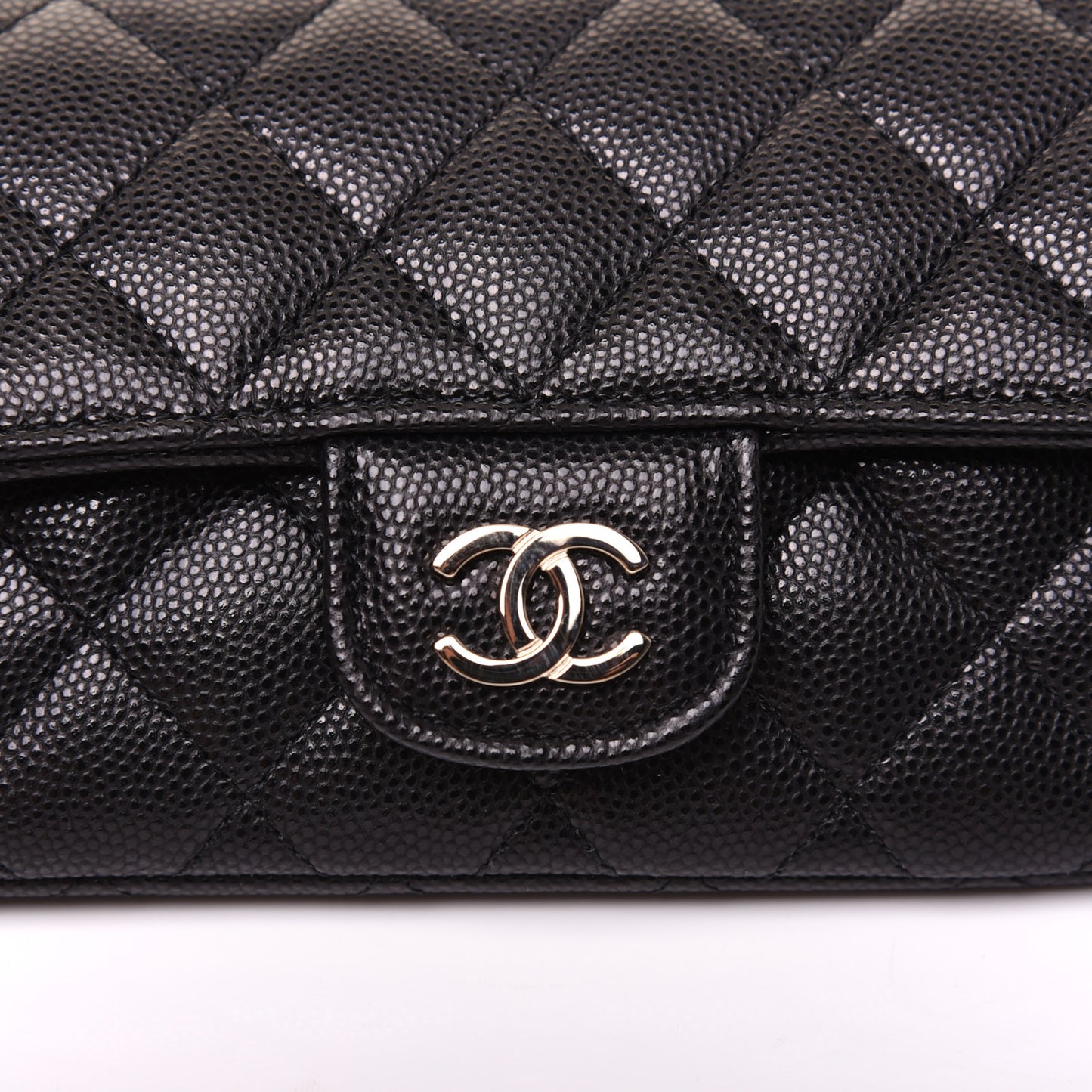 Caviar Quilted Glasses Case With Chain Black