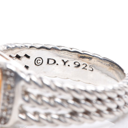David Yurman Sterling Silver Diamond Citrine 10mm Petite Wheaton Ring 52 6 11 of 12