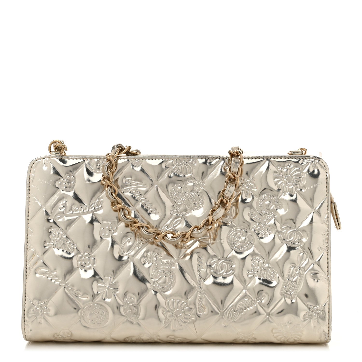 Chanel Metallic Patent Calfskin Lucky Symbols Pochette Gold 1 of 11