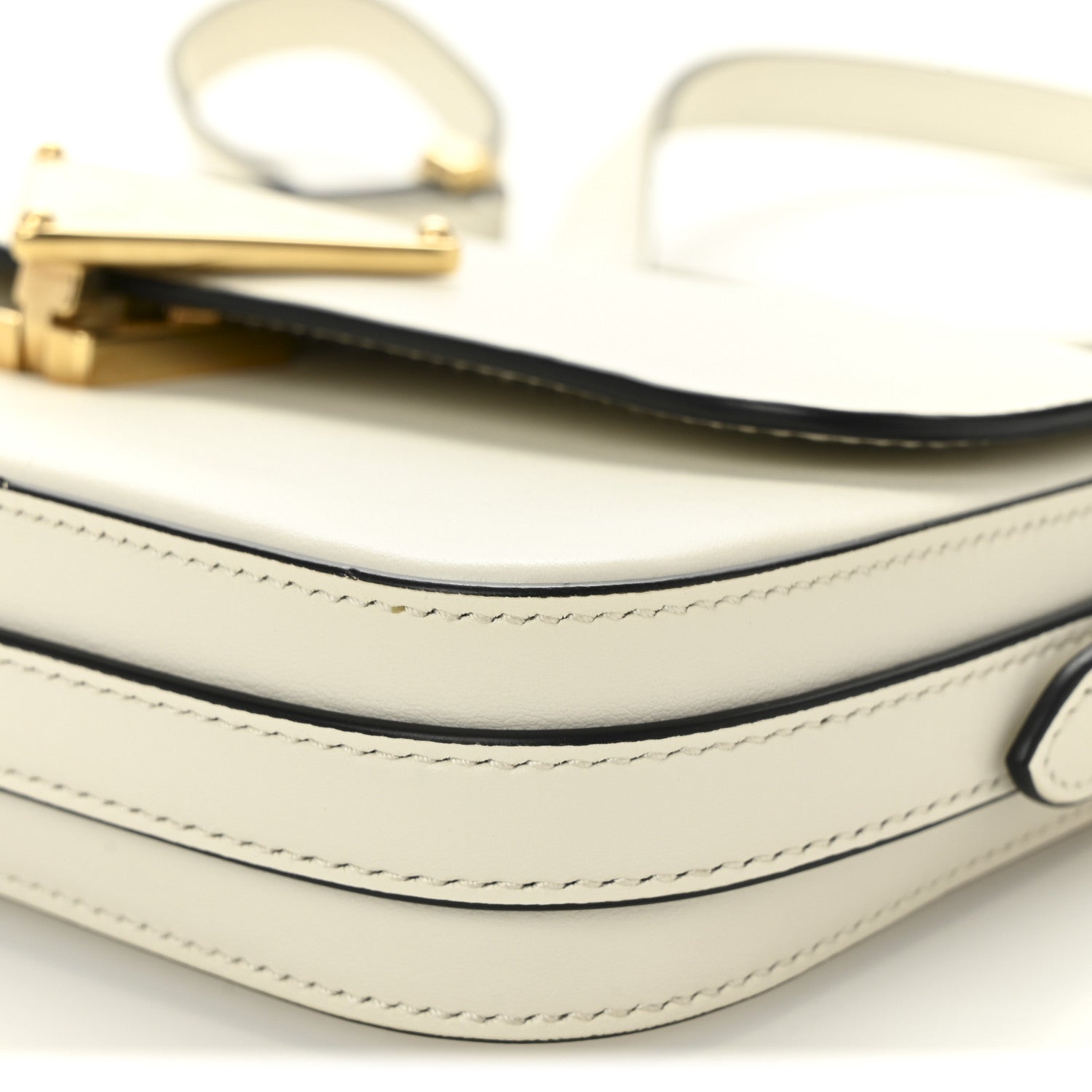 Prada Soft Calfskin Metal Triangle Logo Flap Shoulder Bag White 9 of 9
