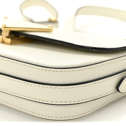 Prada Soft Calfskin Metal Triangle Logo Flap Shoulder Bag White 9 of 9