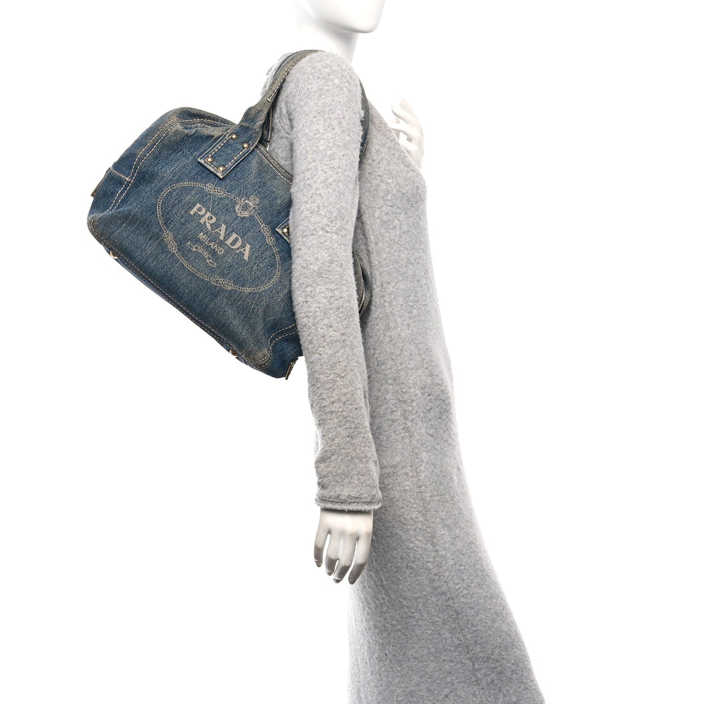 Denim Canapa Logo Shoulder Bag