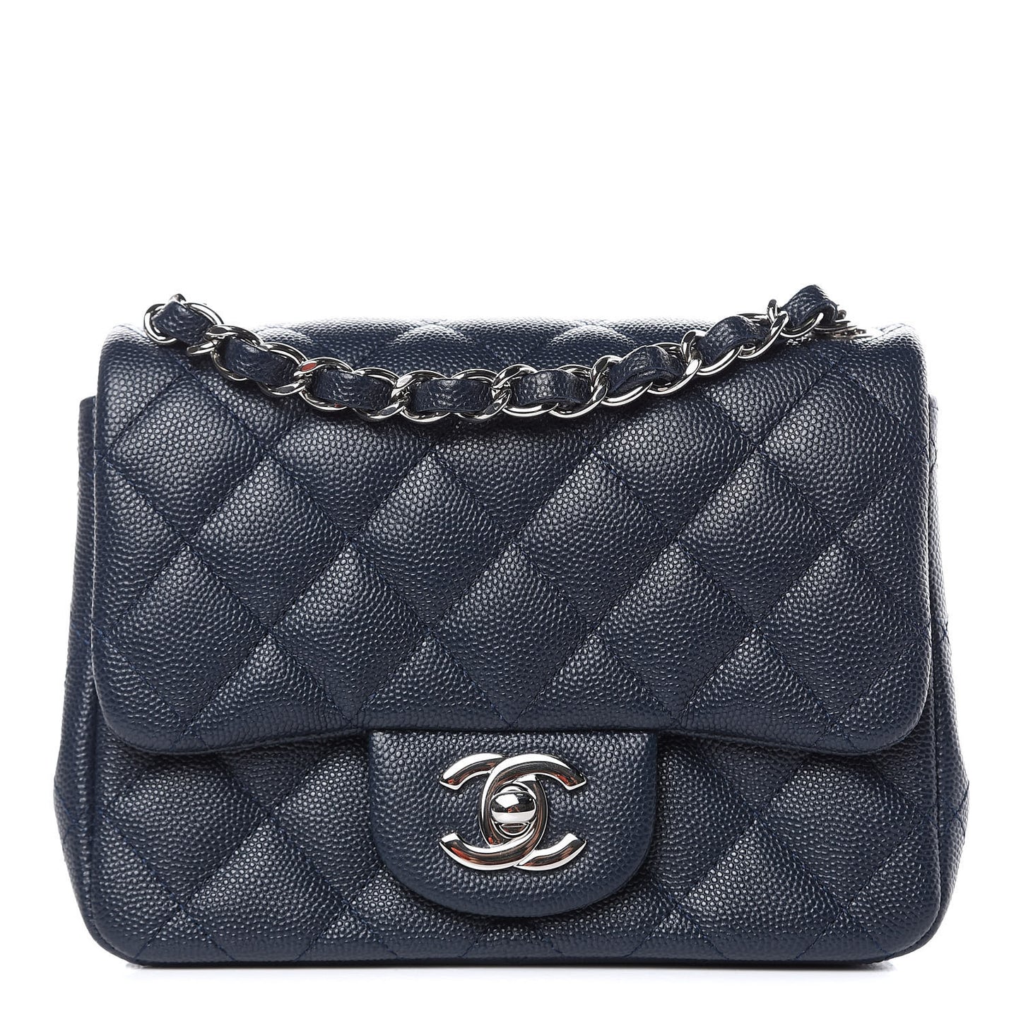 Caviar Quilted Mini Square Flap Navy