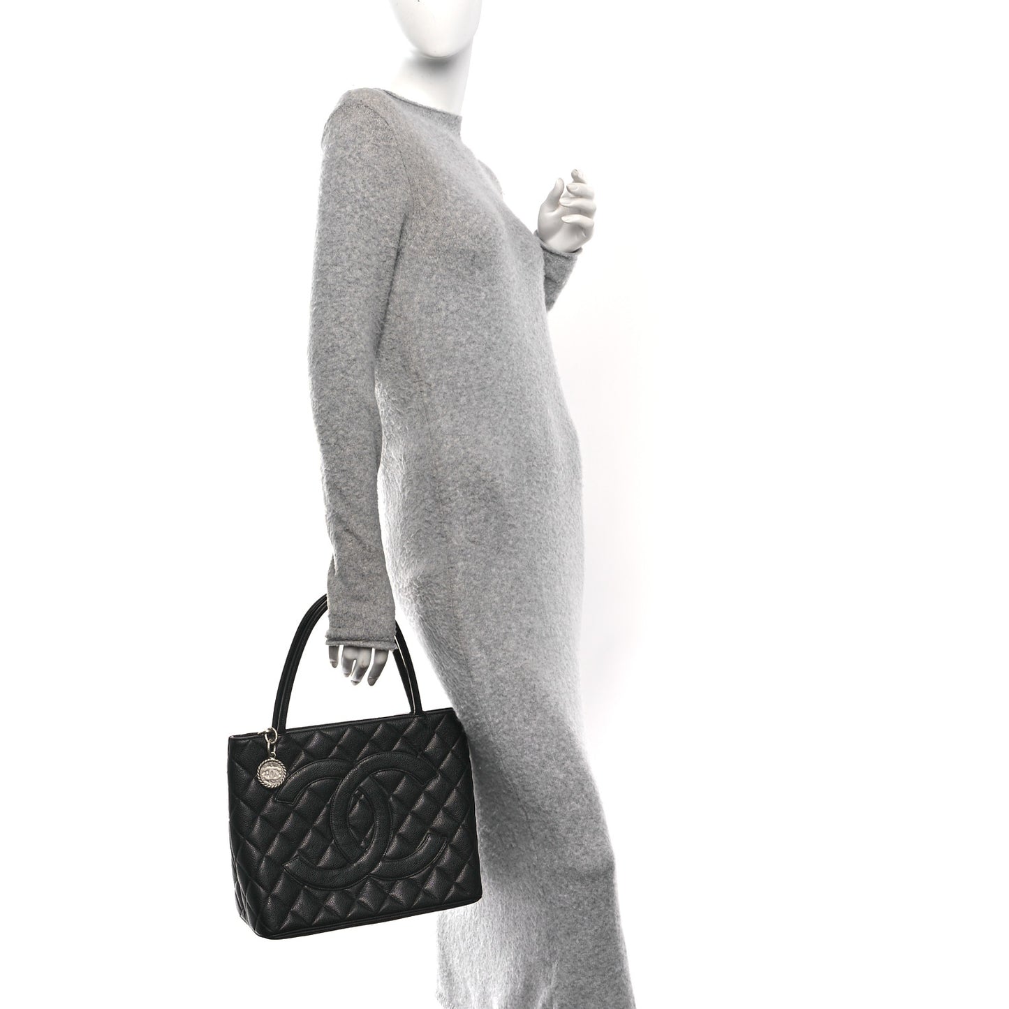 Caviar Quilted Medallion Tote Black