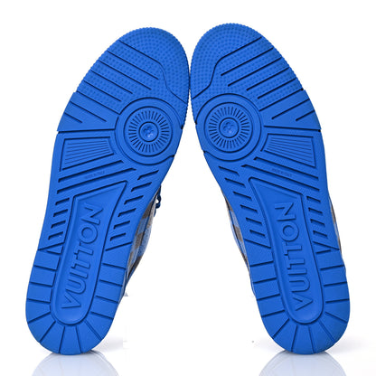 Louis Vuitton Damier Pop Grained Calfskin Mens LV Trainer Sneakers 10 Blue 6 of 11