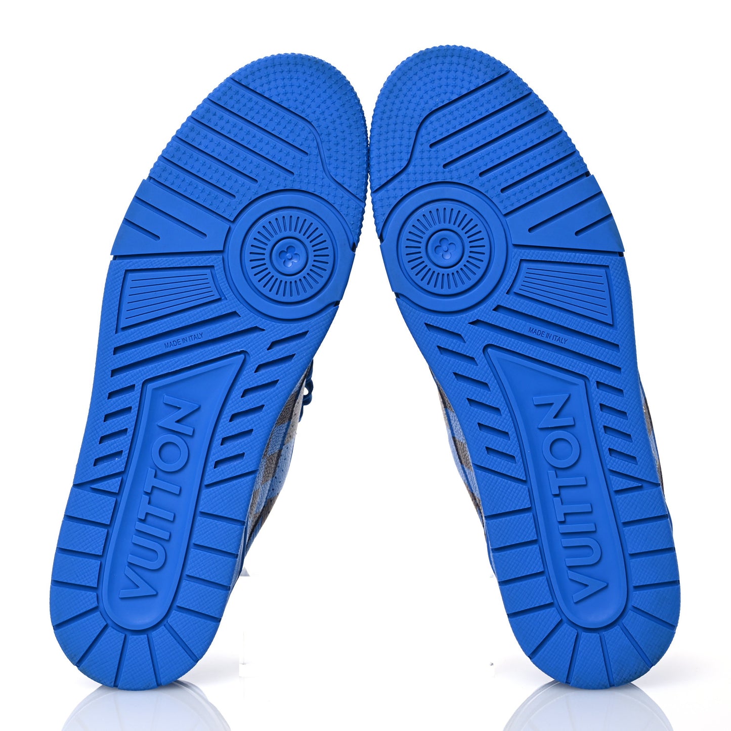 Damier Pop Grained Calfskin Mens LV Trainer Sneakers 10 Blue