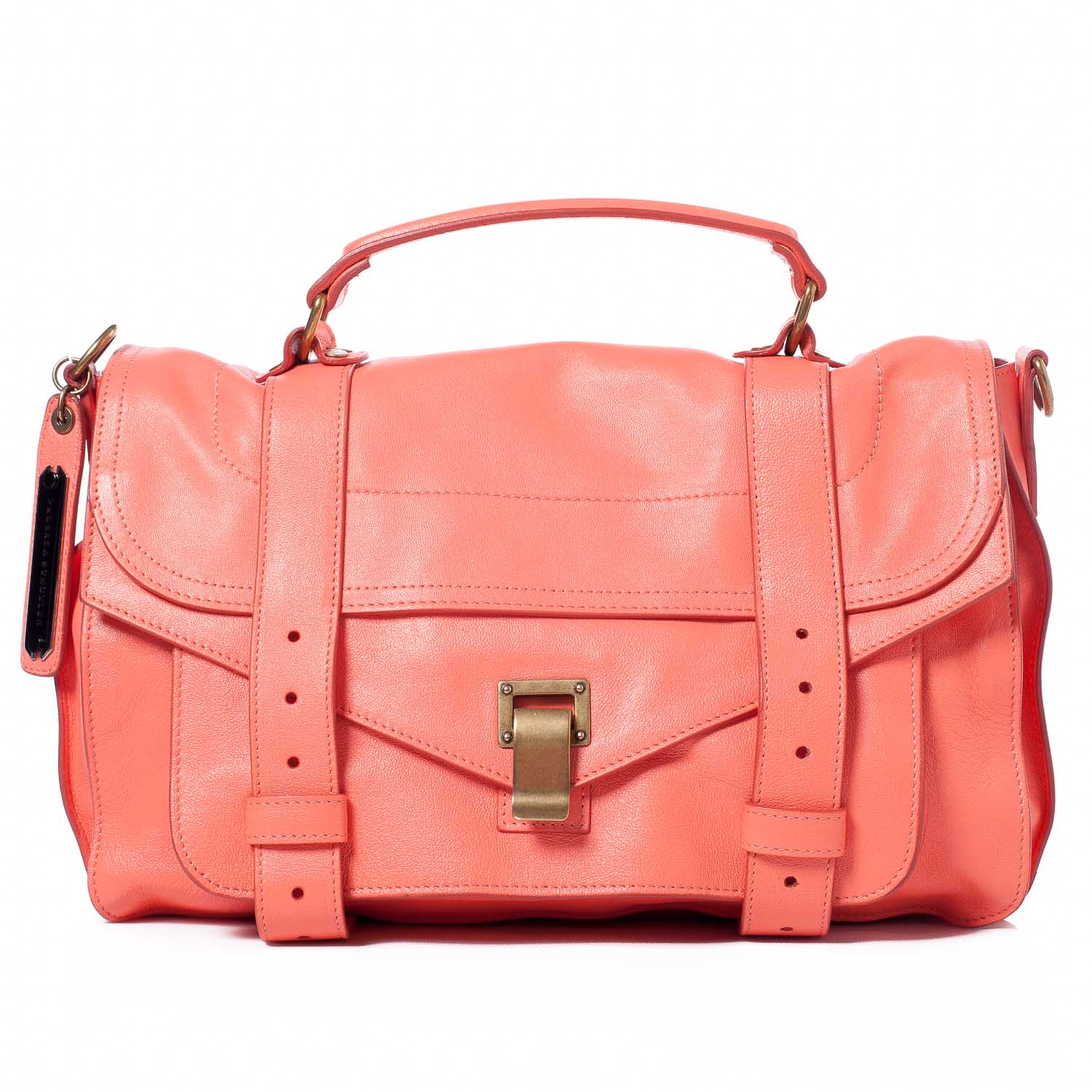 Proenza Schouler Lambskin PS1 Medium Satchel Neon Coral 1 of 11