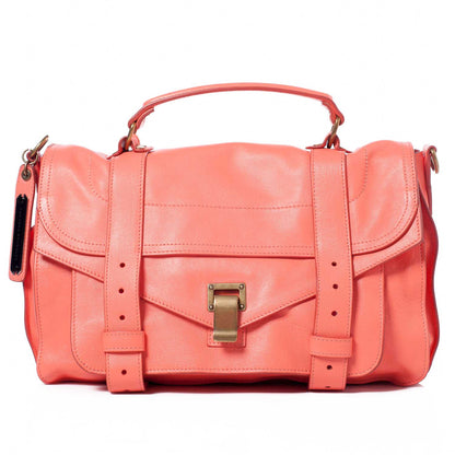 Proenza Schouler Lambskin PS1 Medium Satchel Neon Coral 1 of 11