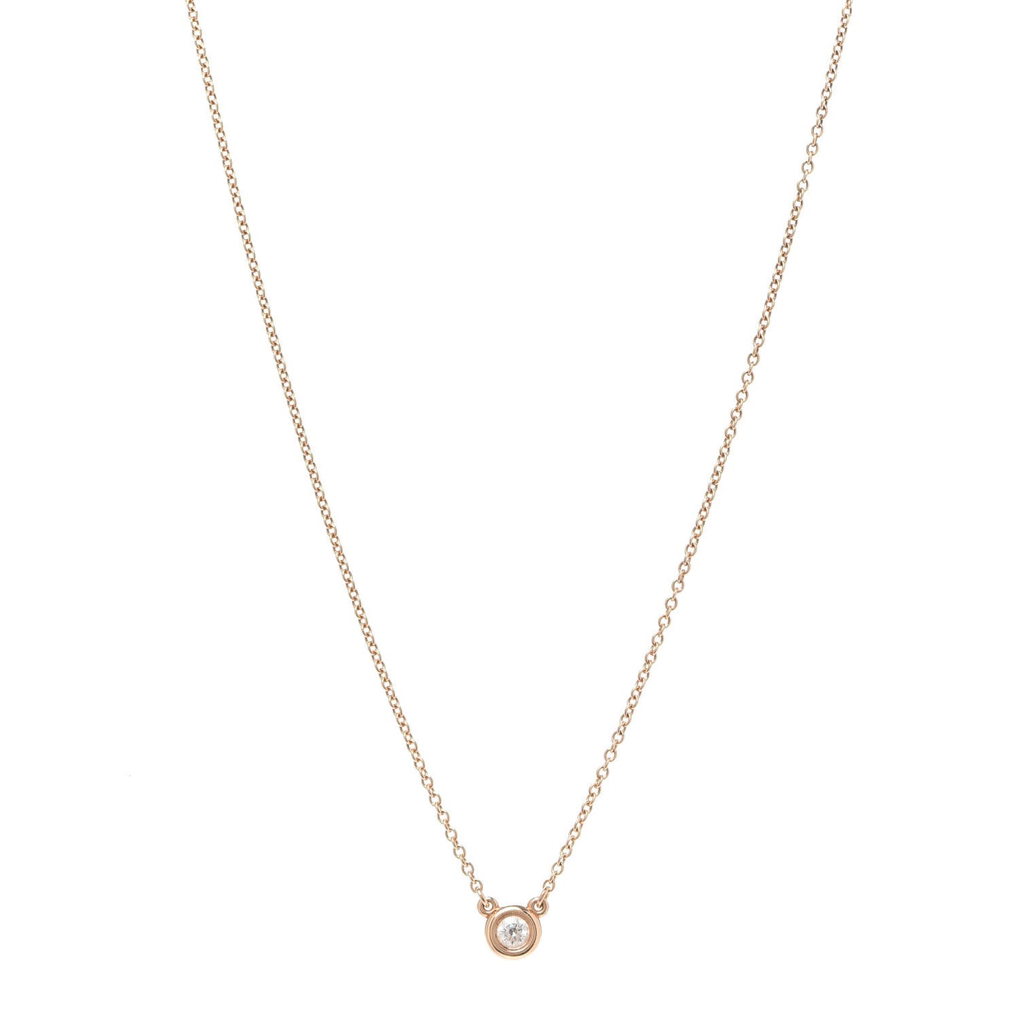 18K Rose Gold Diamond .10ct Elsa Peretti Diamonds by the Yard Pendant Necklace