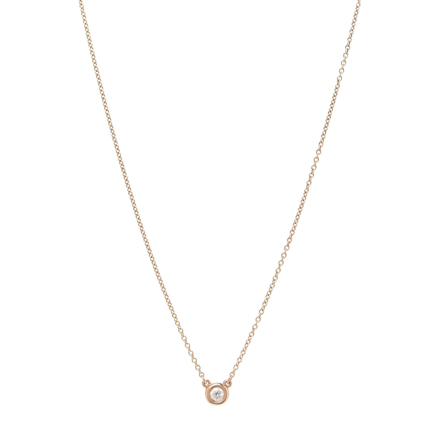 Tiffany 18K Rose Gold Diamond .10ct Elsa Peretti Diamonds by the Yard Pendant Necklace 1 of 4