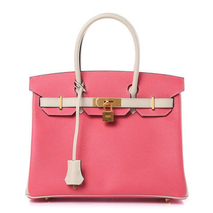 Hermes Epsom Horseshoe Birkin 30 Rose Azalee Craie 1 of 34