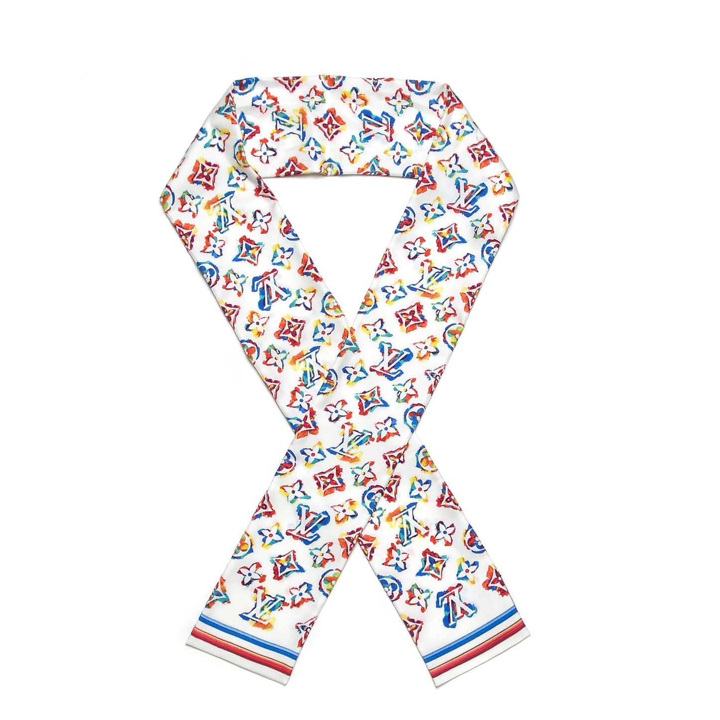 Silk Monogram Rainbow Bandeau White