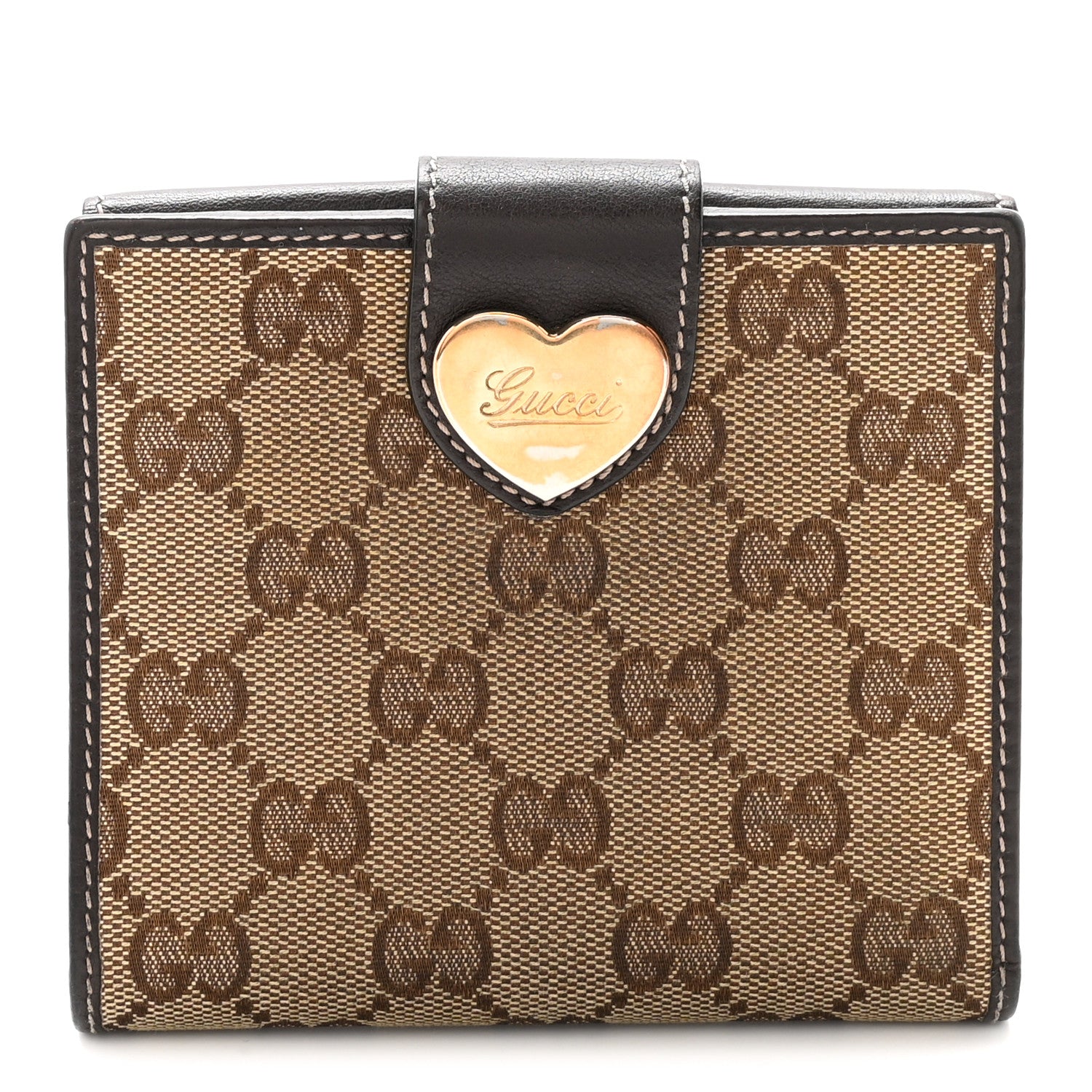 Gucci Monogram Heart French Wallet Dark Brown 1 of 7