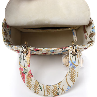 Christian Dior Calfskin Hibiscus Printed Embroidered My ABCDior Lady Dior Beige Multicolor 5 of 10