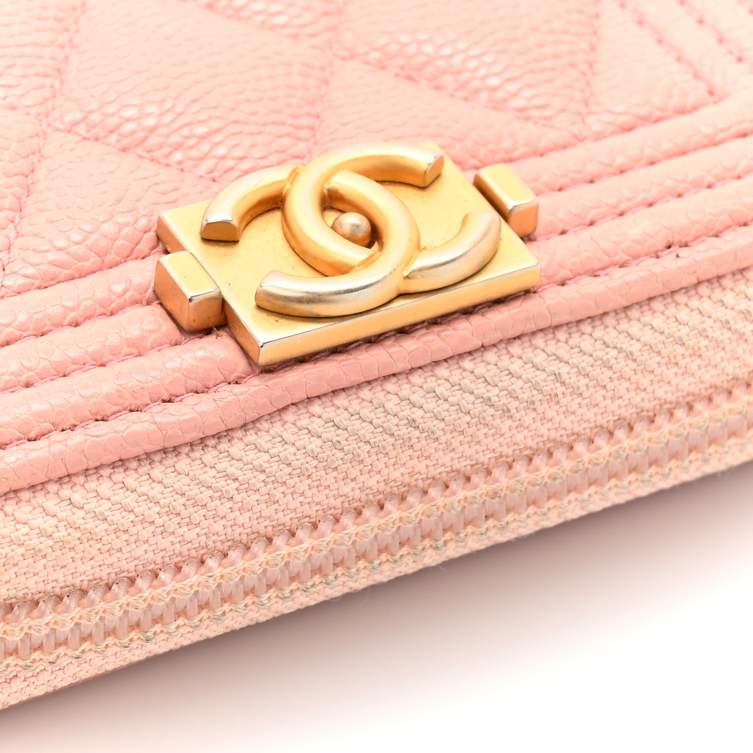 Chanel Caviar Quilted Boy Zip Around Coin Purse Wallet Light Pink 13 of 13