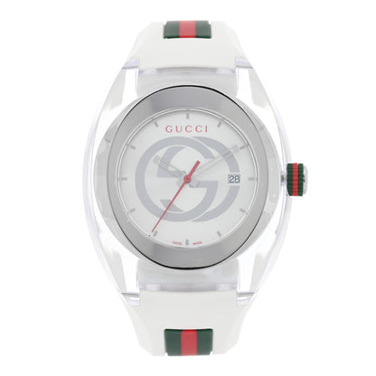Gucci Stainless Steel Rubber 46mm Sync Web Quartz Watch White 1 of 5