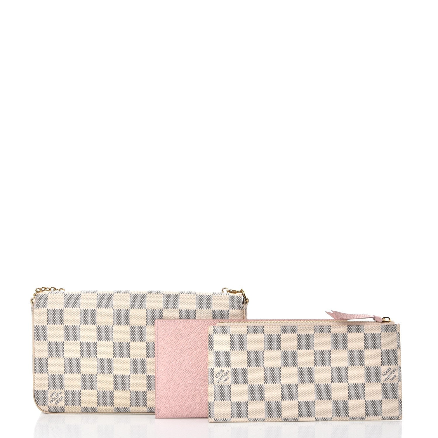 Louis Vuitton Damier Azur Pochette Felicie Chain Wallet Rose Ballerine 5 of 17