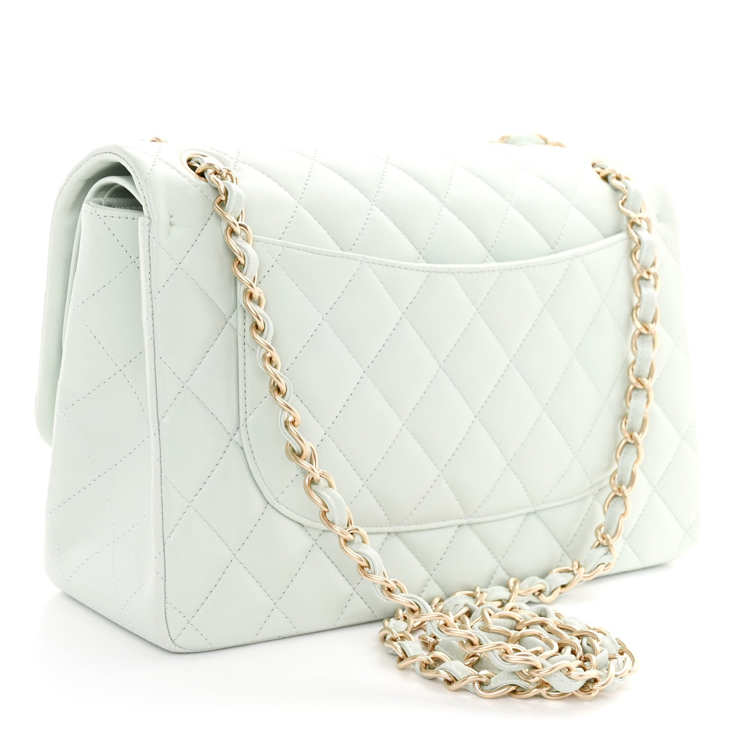 Chanel Lambskin Quilted Jumbo Double Flap Light Green 3 of 11