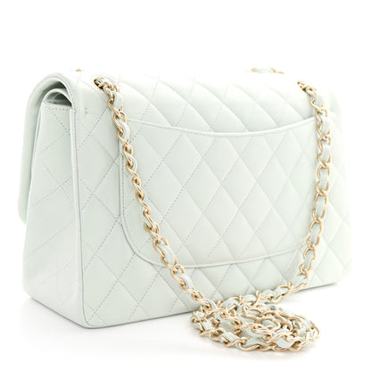 Chanel Lambskin Quilted Jumbo Double Flap Light Green 3 of 11